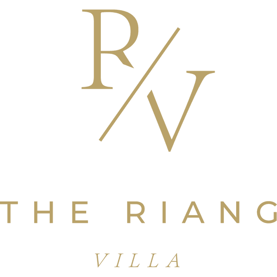 The Riang Villa monogram, R and V, with the name in spaced capitals