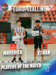 Feed tile: Players of the match, Maverick and Ethan, holding certificates and a trophy in the gym