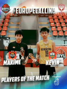 Feed tile: Players of the match, Maxime and Kevin, holding trophies and certificates in the gym