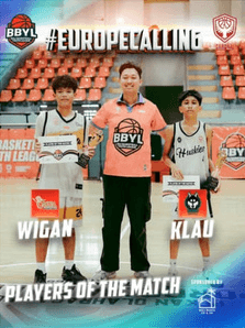 Feed tile: Players of the match, Wigan and Klau, holding certificates either side of a league official in an orange polo